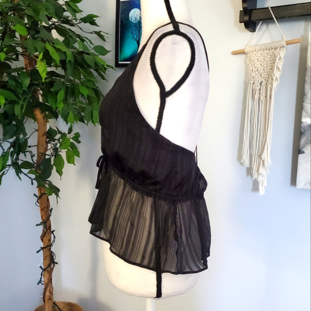 EXPRESS Sheer Strappy Split Front Tie M - Picture 2 of 10